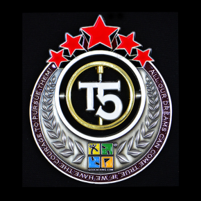 T5 Geocoin - AS + Red Stars